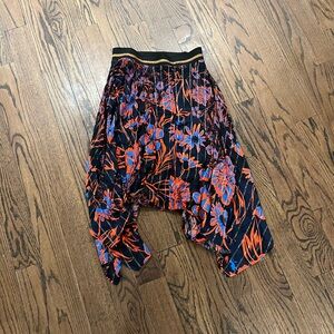 Desigual Asymmetrical Skirt in Black and Orange Floral